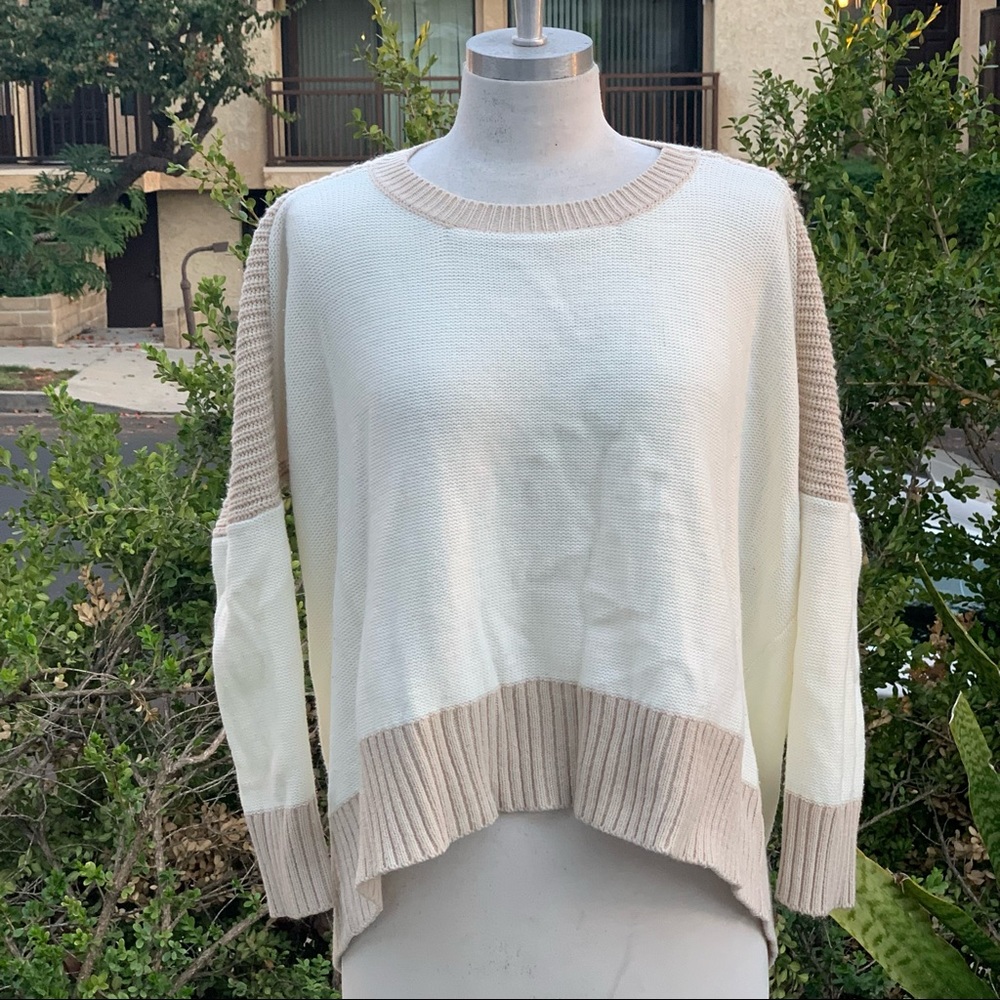 FINN & CLOVER Sweater Two Tone High Low Dolman Sleeve Size Small EUC